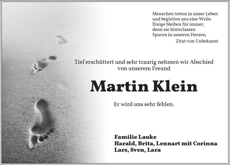  Traueranzeige für Martin Klein vom 03.08.2018 aus Dinkelsbühl/ Feuchtwangen