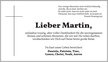 Traueranzeige von Martin Klein von Dinkelsbühl/ Feuchtwangen