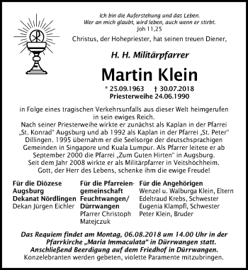 Traueranzeige von Martin Klein von Dinkelsbühl/ Feuchtwangen