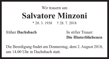 Traueranzeige von Salvatore Minzoni von Neustadt/ Scheinfeld/ Uffenheim