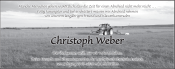 Traueranzeige von Christoph Weber von Ansbach