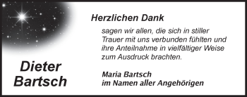 Traueranzeige von Dieter Bartsch von Ansbach