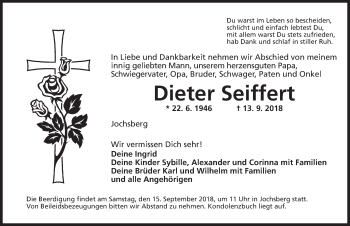 Traueranzeige von Dieter Seiffert von Ansbach