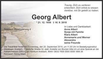 Traueranzeige von Georg Albert von Ansbach