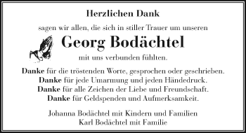 Traueranzeige von Georg Bodächtel von Ansbach