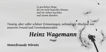 Traueranzeige von Heinz Wagemann von Rothenburg