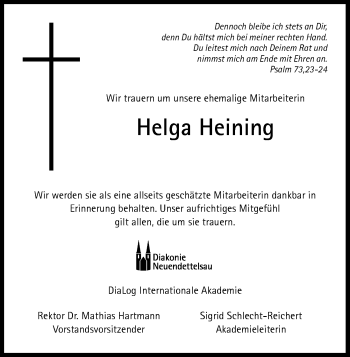 Traueranzeige von Helga Heining von Gesamtausgabe