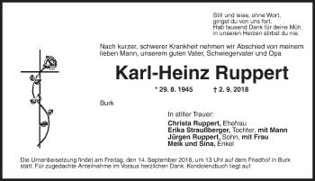 Traueranzeige von Karl-Heinz Ruppert von Dinkelsbühl/ Feuchtwangen