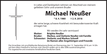 Traueranzeige von Michael Neußer von Ansbach