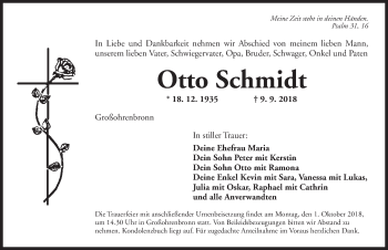 Traueranzeige von Otto Schmidt von Dinkelsbühl/ Feuchtwangen