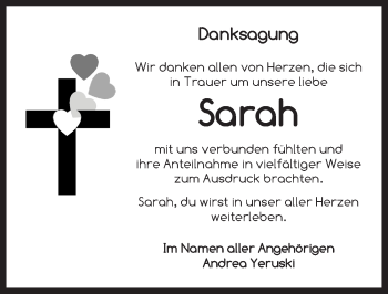 Traueranzeige von Sarah  von Ansbach