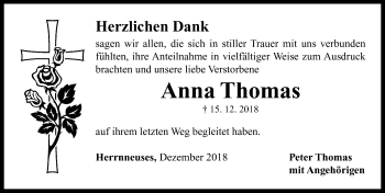 Traueranzeige von Anna Thomas von Neustadt/ Scheinfeld/ Uffenheim