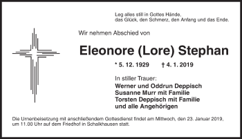 Traueranzeige von Eleonore Stephan von Ansbach