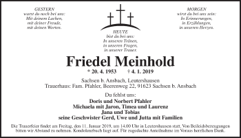 Traueranzeige von Friedel Meinhold von Ansbach