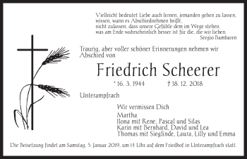 Traueranzeige von Friedrich Scheerer von Dinkelsbühl/ Feuchtwangen