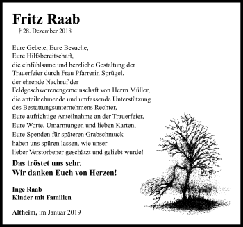 Traueranzeige von Fritz Raab von Neustadt/ Scheinfeld/ Uffenheim