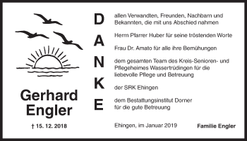 Traueranzeige von Gerhard Engler von Dinkelsbühl/ Feuchtwangen