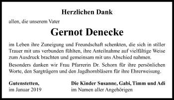 Traueranzeige von Gernot Denecke von Neustadt/ Scheinfeld/ Uffenheim