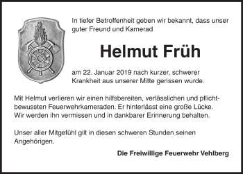 Traueranzeige von Helmut Früh von Dinkelsbuhl/ Feuchtwangen