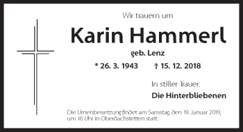 Traueranzeige von Karin Hammerl von Ansbach