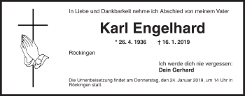 Traueranzeige von Karl Engelhard von Dinkelsbühl/ Feuchtwangen