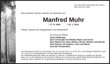 Traueranzeige von Manfred Muhr von Gesamtausgabe