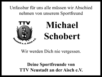 Traueranzeige von Michael Schobert von Neustadt/ Scheinfeld/ Uffenheim