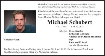 Traueranzeige von Michael Schobert von Neustadt/ Scheinfeld/ Uffenheim