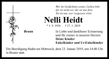 Traueranzeige von Nelli Heidt von Neustadt/ Scheinfeld/ Uffenheim