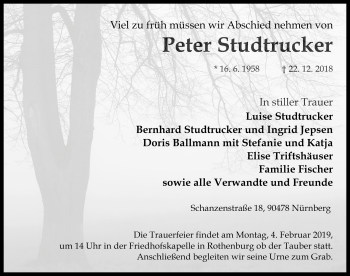 Traueranzeige von Peter Studtrucker von Rothenburg