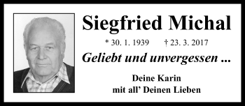 Traueranzeige von Siegfried Michal von Neustadt/ Scheinfeld/ Uffenheim