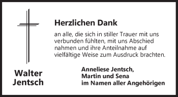Traueranzeige von Walter Jentsch von Ansbach