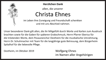 Traueranzeige von Christine Ehnes von Rothenburg