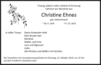 Traueranzeige von Christine Ehnes von Fränkische Landeszeitung