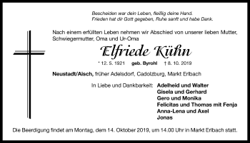 Traueranzeige von Elfriede Kühn von Neustadt/ Scheinfeld/ Uffenheim