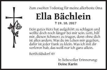 Traueranzeige von Ella Bächlein von Fränkische Landeszeitung