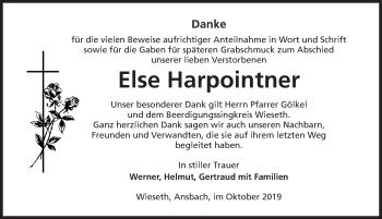 Traueranzeige von Else Harpointner von Ansbach