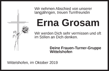 Traueranzeige von Erna Grosam von Dinkelsbühl/ Feuchtwangen