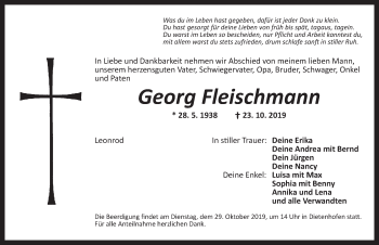 Traueranzeige von Georg Fleischmann von Ansbach
