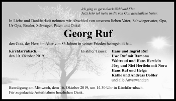 Traueranzeige von Georg Ruf von Neustadt/ Scheinfeld/ Uffenheim