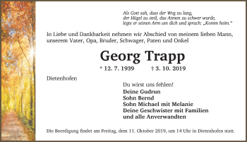 Traueranzeige von Georg Trapp von Ansbach