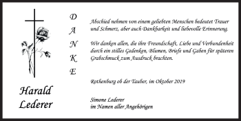Traueranzeige von Harald Lederer von Rothenburg