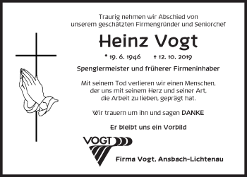 Traueranzeige von Heinz Vogt von Gesamtausgabe