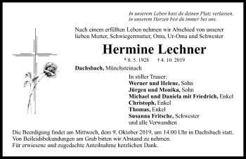 Traueranzeige von Hermine Lechner von Neustadt/ Scheinfeld/ Uffenheim