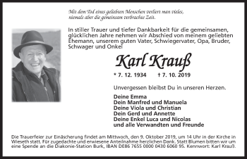 Traueranzeige von Karl Krauß von Gesamtausgabe