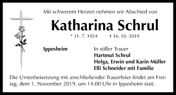 Traueranzeige von Katharina Schrul von Neustadt/ Scheinfeld/ Uffenheim