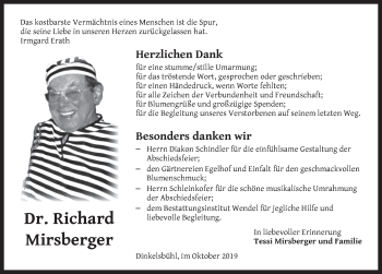 Traueranzeige von Richard Mirsberger von Dinkelsbühl/ Feuchtwangen