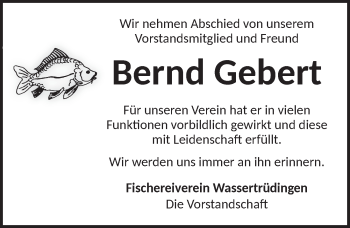 Traueranzeige von Bernd Gebert von Dinkelsbühl/ Feuchtwangen