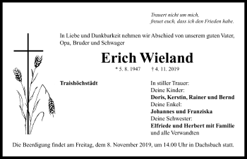 Traueranzeige von Erich Wieland von Neustadt/ Scheinfeld/ Uffenheim