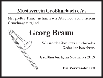 Traueranzeige von Georg Braun von Rothenburg